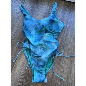Sandflower Swimsuit Canyon Cool One Piece Women L Blue Green New Adjust Straps